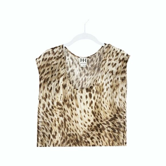 Haute Hippie Sz XS Sheer Leopard Print Tunic Top Sleeveless Shirttail Hem - Picture 3 of 4